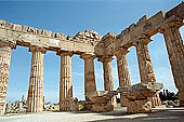 Selinunte the temple hill - Temple E seen from inside the peristyle. Here there was the statue of the deity to whom the building was dedicated. 